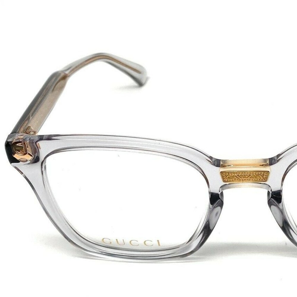 Gucci Clear Frame with Gold Accents Men’s Glasses - Picture 3 of 4
